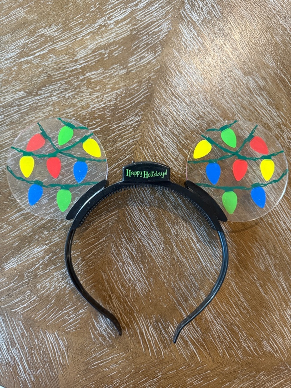 Holiday Light Mickey Mouse Ear Headband - Black with Multicolor Lights
